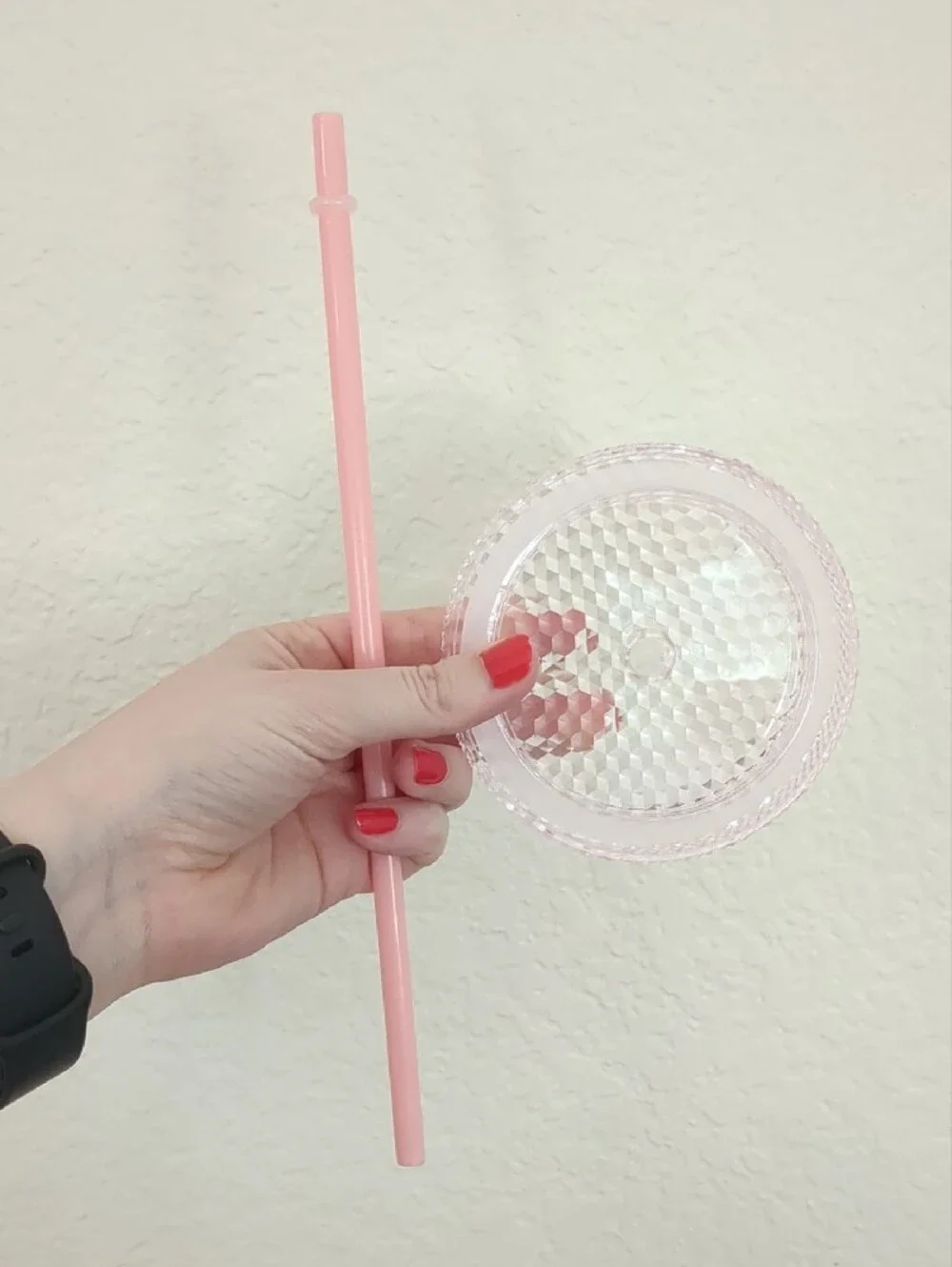 NWOT Barbie Iridescent Studded Pink Tumbler with Pink Straw